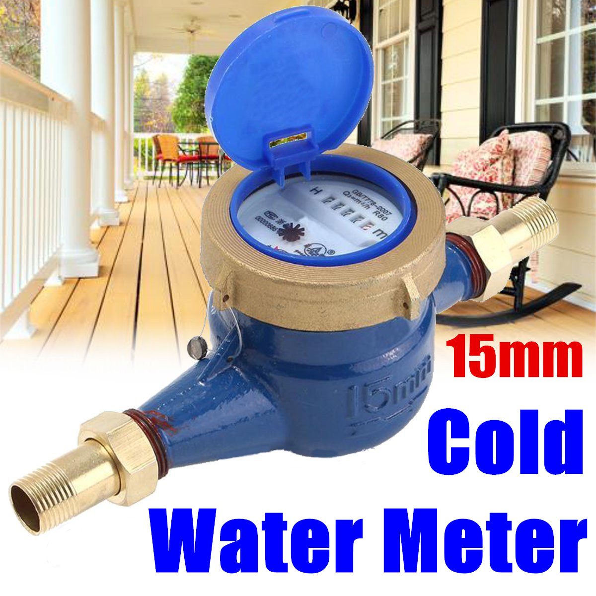 Water Meter Heavy Duty Brass Flow Measure Tap Cold Water Meter Home Garden Wet Table Measuring Tools Water Measurement 15mm