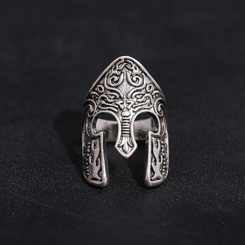 Gothic Bicycle Hip-hop Punk Men's Ring Retro Personality Spartan Mask Helmet Ring Men's Domineering Jewelry