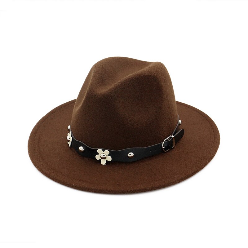 QBHAT European US Classic Wool Felt Fedora Trilby Hats Wide Brim Hat Autumn Winter Women Jazz Formal Cap Casual Gambler Hat: coffee