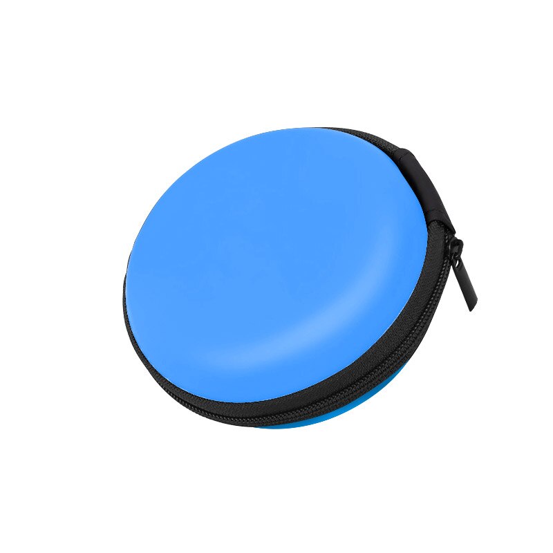 Kopfhörer fallen PU Leder Kopfhörer Lagerung Kasten Schutzhülle USB Kabel Veranstalter Ohrhörer Tasche Reißverschluss fest Kopfhörer Tasche: Blau