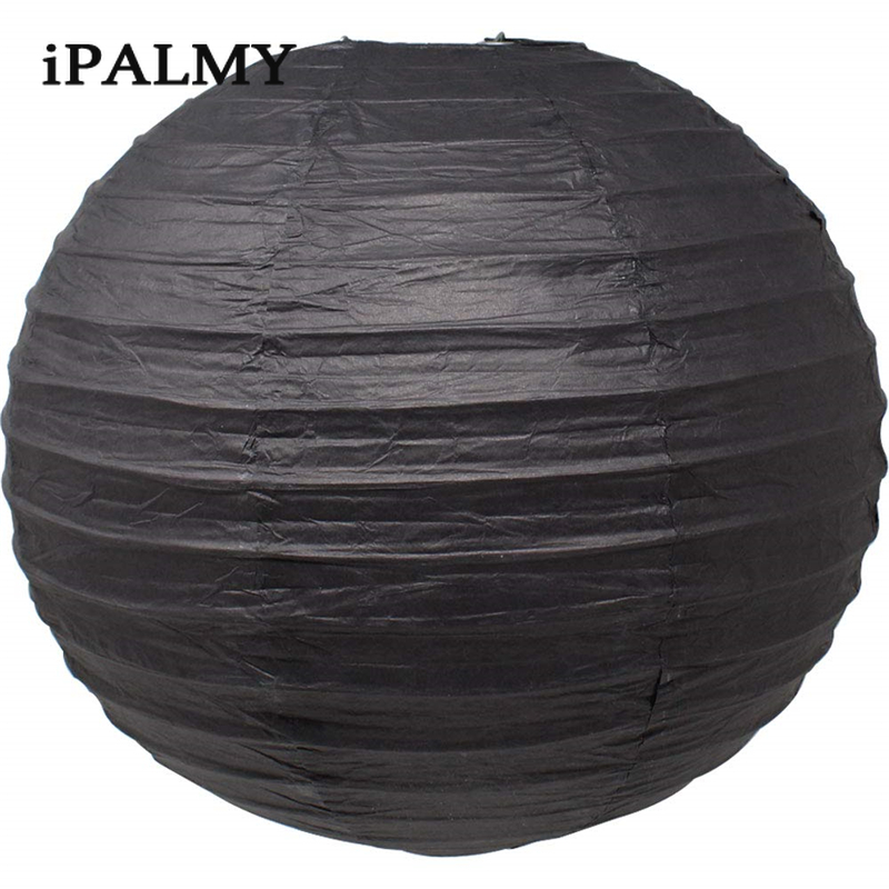 Ipalmay Goud Zwart en Wit Opknoping Ronde Papieren Lantaarns 8-10inch voor Wedding Baby Shower Evenementen Verjaardagsfeestje indoor Outdoor