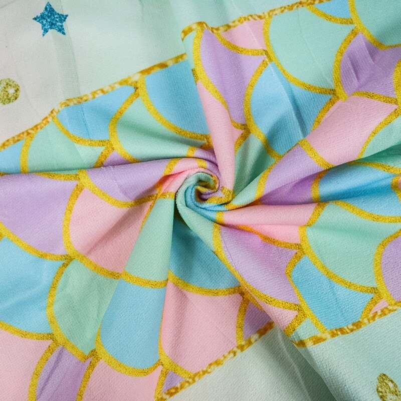 Dunne Microfiber Zachte Strand Handdoeken Mooie Kleurrijke Schaal 3d Print Douche Reizen Handdoek Rechthoekige Strandlaken Met Tasje