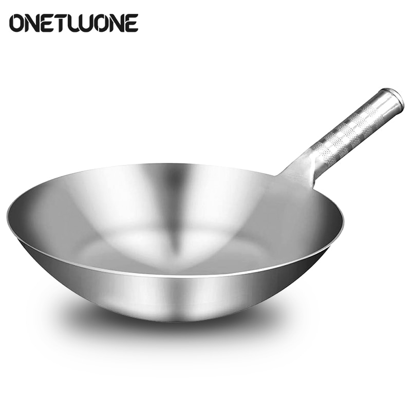 32Cm Rvs Wok 1.8Mm Dikke Chinese Wok Traditionele Non Stick Roesten Gas Wok Fornuis Pan koken