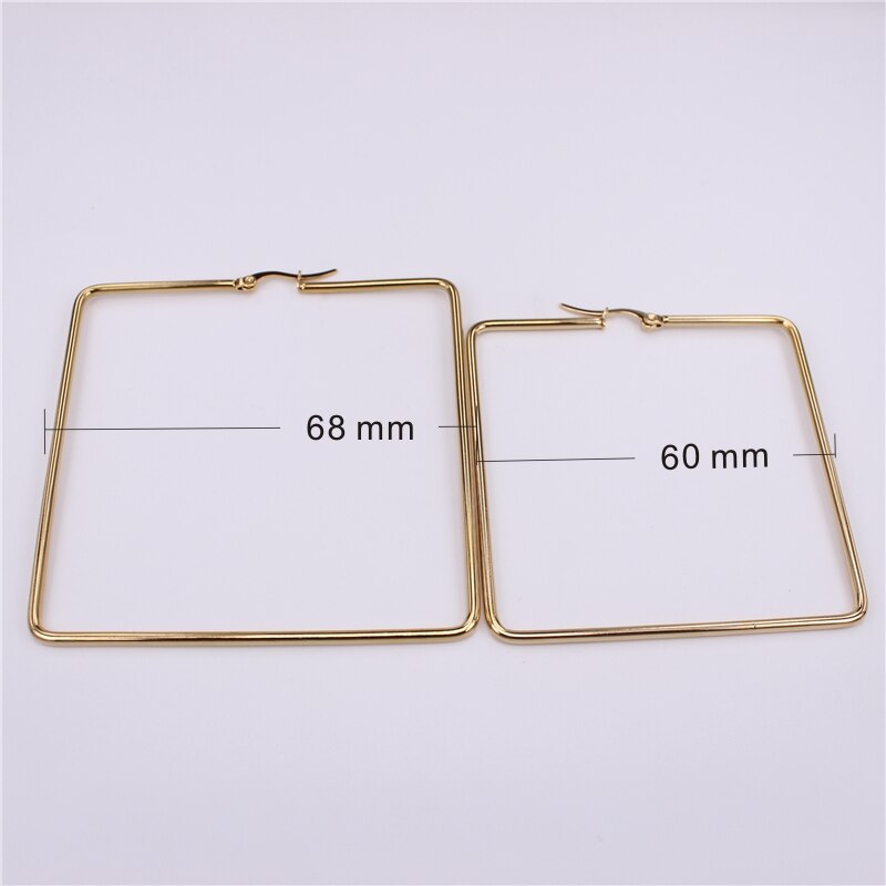 Exagération Simple 60mm 68mm populaire carré en acier inoxydable boucles d'oreilles spécial de bal SL77