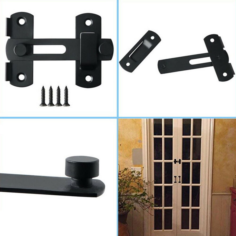 Door Gate Latch Latch 3-Layers Installation Matte Black Stainless Steel
