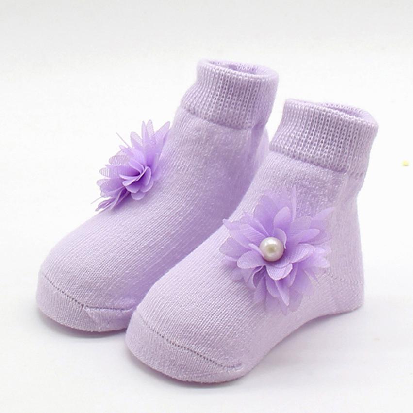 Baby Kids Girls Comfortable Floral Cute Cotton Sock Slippers Warm Ankle Socks F804