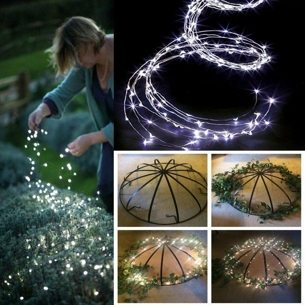 Utendørs hage vegglampe 2 mx 10 gren solenergi tre vinstokker kobbertråd ledet streng lys utenfor julefe lys dekor