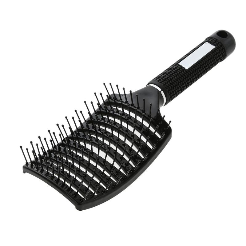 Hair Brush Magic Hair Comb Hairbrush Bristle Nylon Women Wet Curly Detangle Hair Brush for Salon Hairdressing Styling Tools: Black No Hair