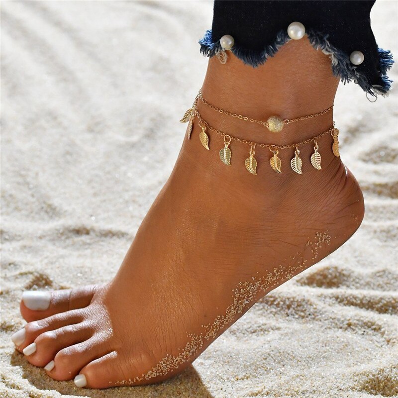 Color Rice Beads Ankle Bracelet Bohemian Mixed Irregular Beads anklets for Women Leg Bracelet Beach seaside Foot Jewelry: 50162