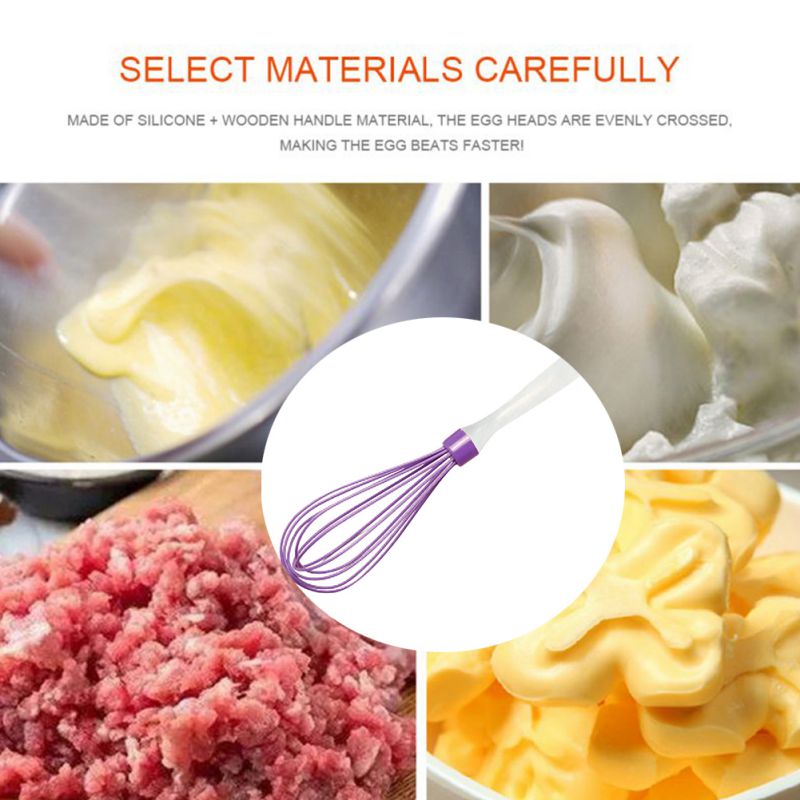 Silicone Whisk With Transparent Handle Handheld Mixer Milk Frother Baking Tool Kitchen Cooking Tool