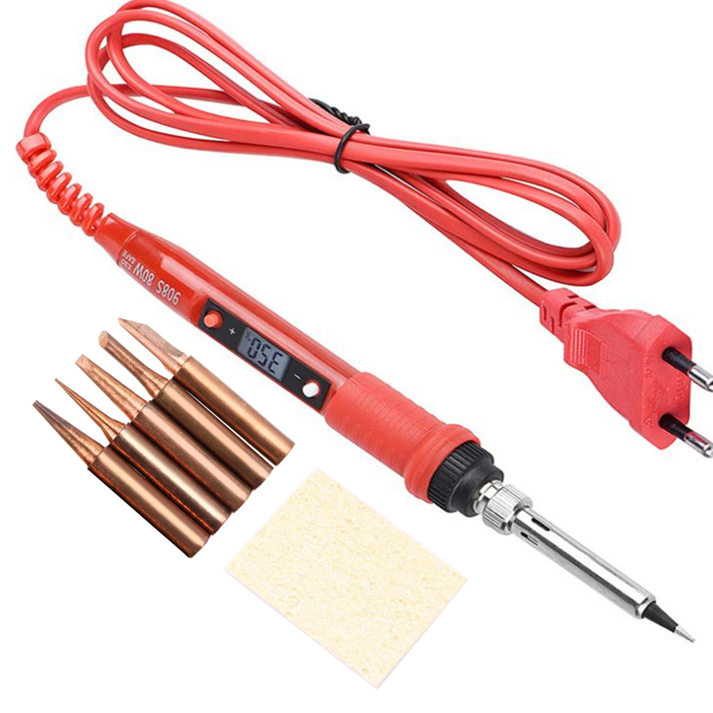 220V EU 80W Soldering Iron LCD Digital Display Temperature Adjustabl Electric Solder Iron Set Welding Rework Station Repair Kit
