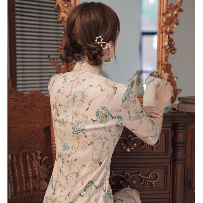 Qipao chino para mujer, vestido de media manga para chica joven, estilo Retro, de la antigua Shanghai, mejorado,
