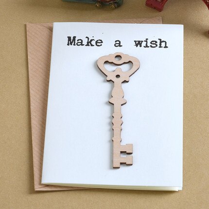 6pcs Mini Birthday Cards Wood Message Kids Party Greeting Cards: MINI-1910-07