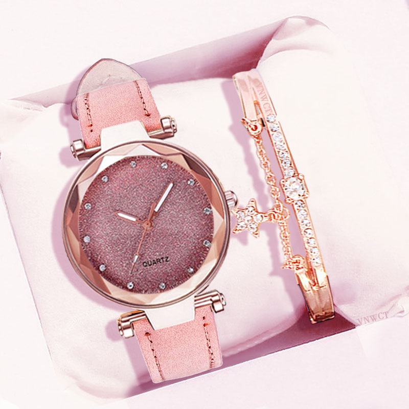 Vrouwen Sterrenhemel Horloge Armband Luxe Diamanten Horloges Dames Casual Lederen Band Quartz Horloge Vrouwelijke Klok Zegarek Damski