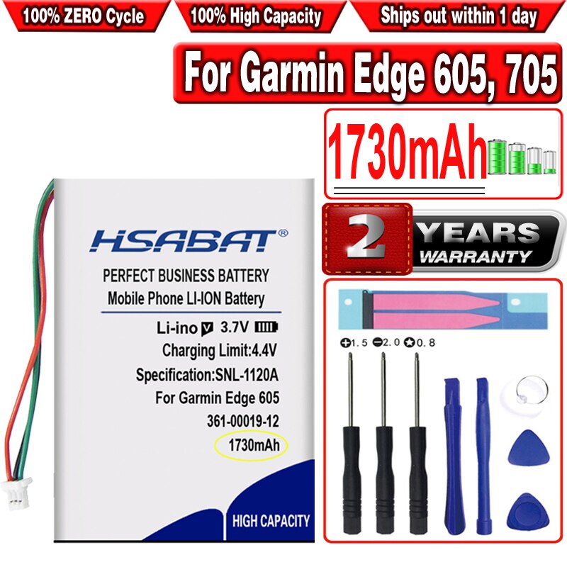 HSABAT-batería recargable para Garmin Edge 1730 361/Edge 00019, acumulador de iones de litio, GPS, 605 mAh, 705-705-12