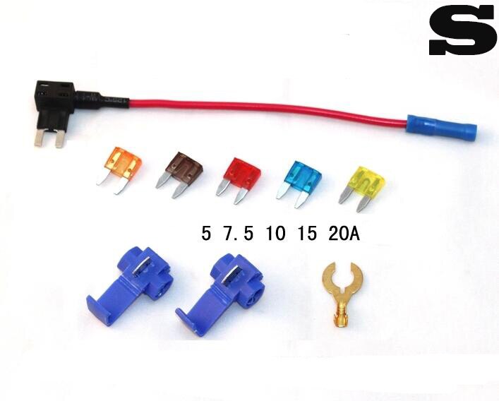 M/S/Mini size Fuse Adapter tap Dual Adapter Holder For Car Auto Truck 5/7.5/10/15/20A fuse+terminal: Dark Grey