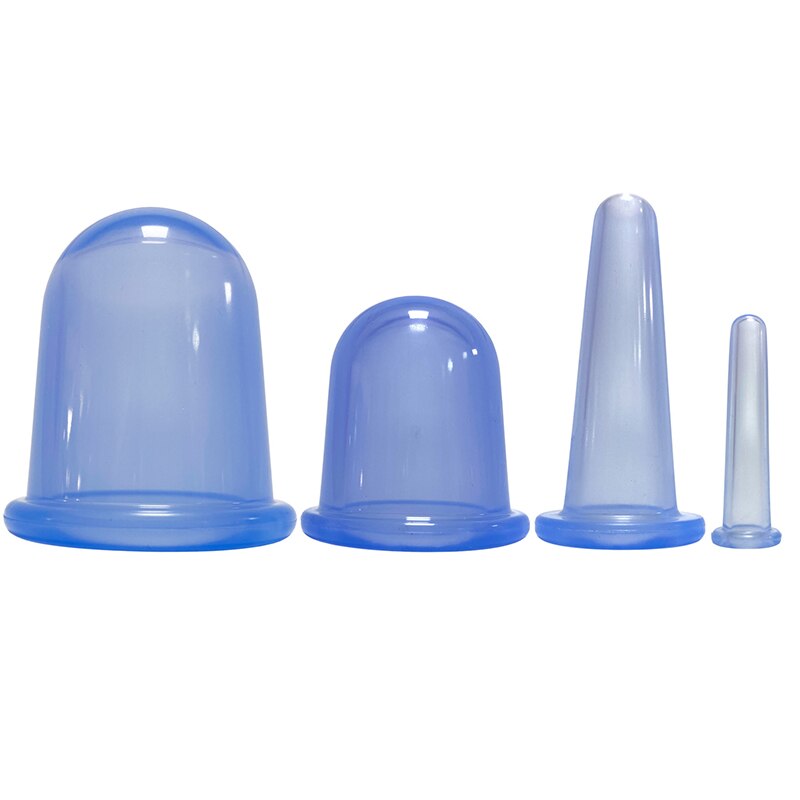 2/4Pcs Pot Vacuüm Cupping Blikjes Voor Massage Ventosa Celulitis Zuignap Zuignappen Gezicht Massage Blikjes Anti cellulitis Voor Body: 4PCS Blue