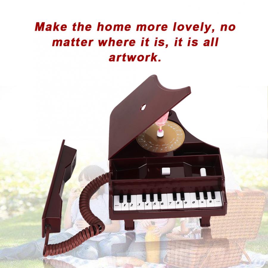 WX-1186# Multi-Functional Brown Piano Shape Telephone Desk Phone Home Decoration telefono fijo para casa landline phone