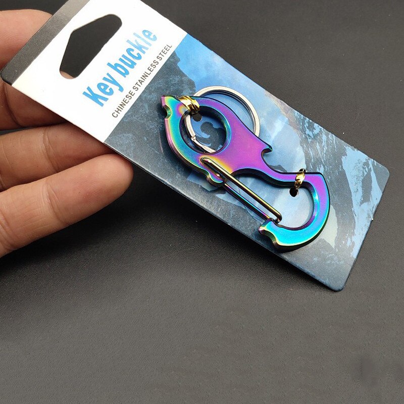 Stainless Steel Mountaineering Key Buckle Key Chain Car Key Ring Carabiner Clip Bottle Opener Tool Camping Climbing accessories