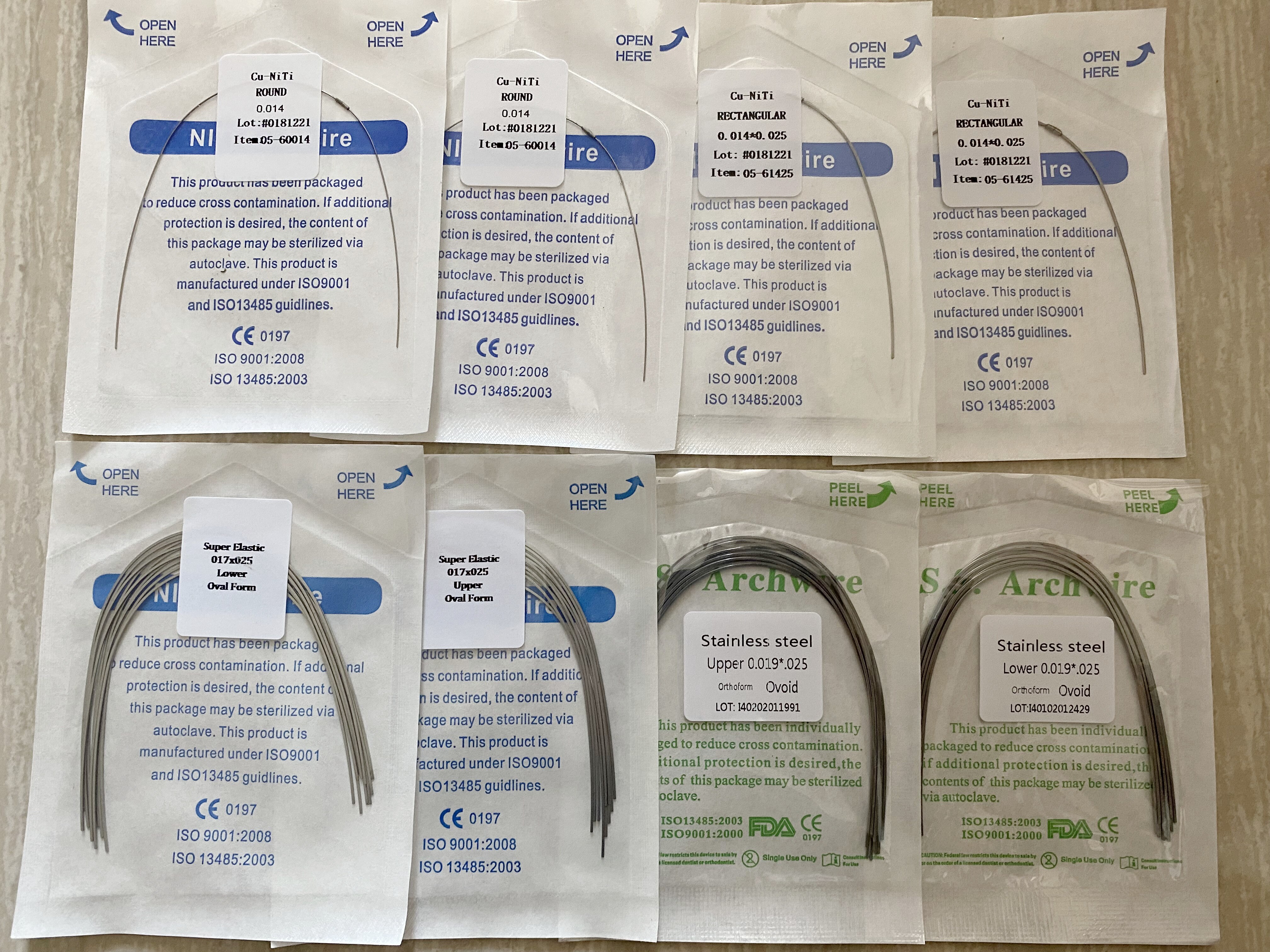 Dental ortodontyczny samozaciskowy drut łukowy pełny zestaw miedziany Niti Ormco Damon Q