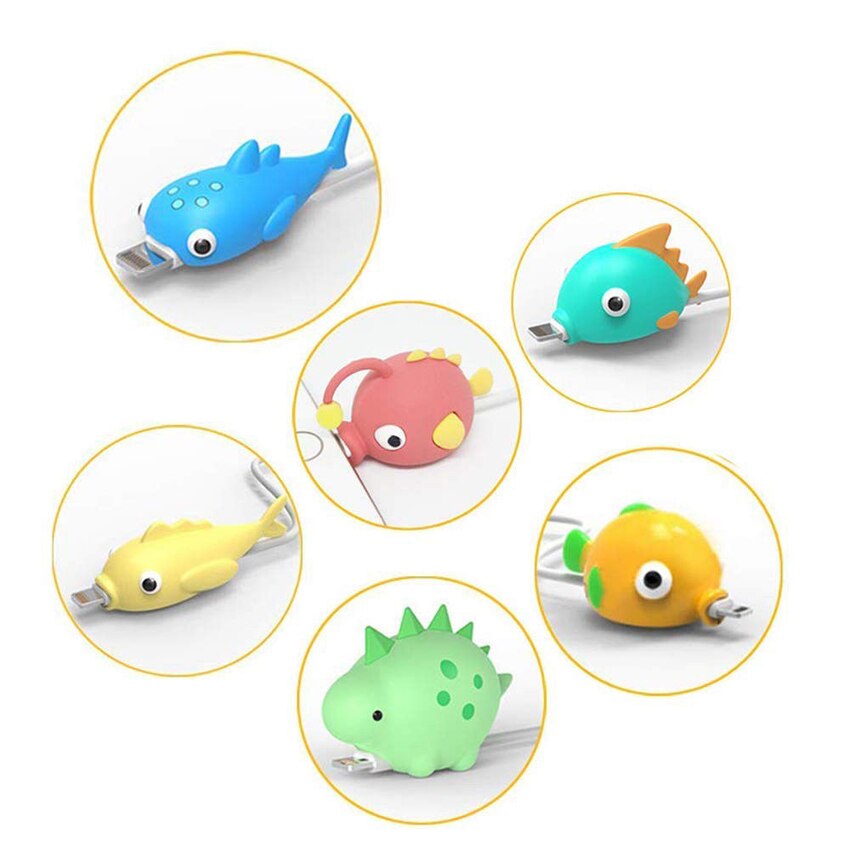 1Pc Phone Charging Cable Organizer Cute Animal Bite Wire Cord Protector Winder Cover for Phone Cable Protection Accessories