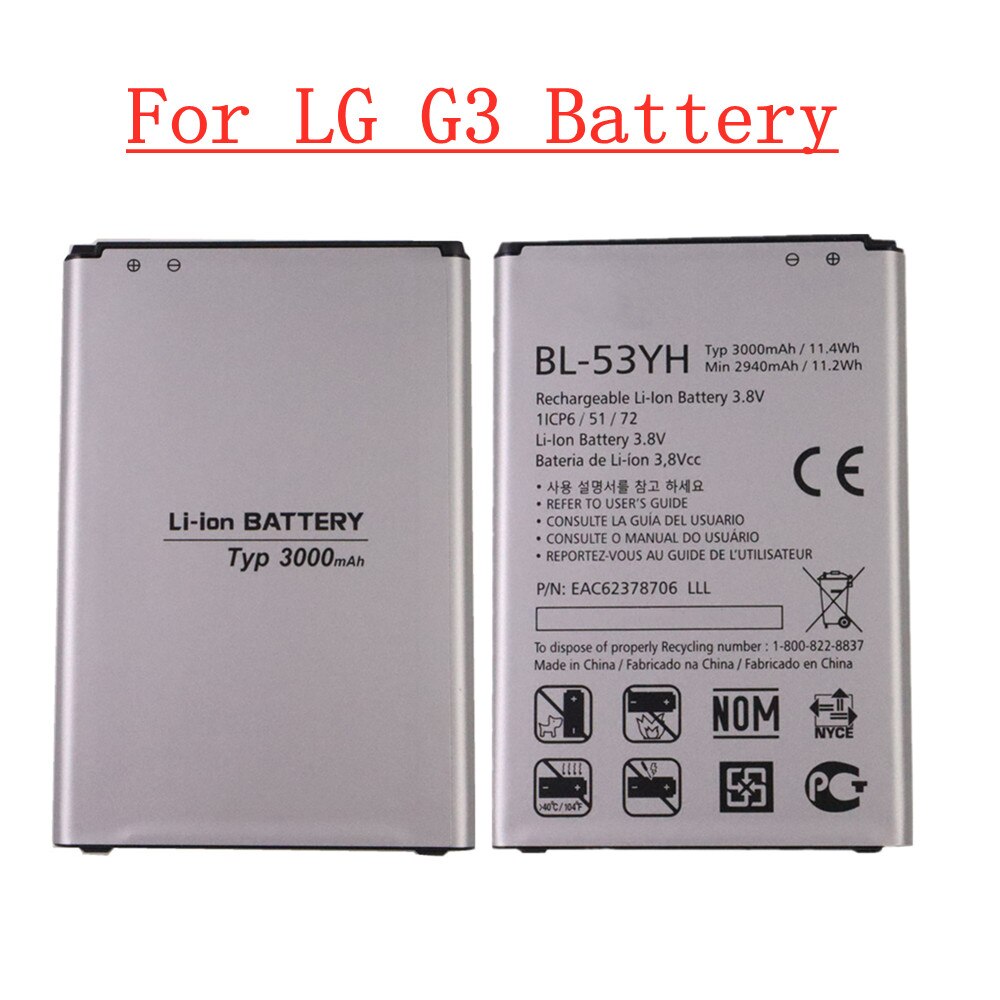 For LG V20 Stylus3 V10 V30 V30+ V30A V40 V50 G7 G7+ ThinQ G3 G4 G5 K7 K8 K10 K20 Plus Leon Tribute 2 5 Optimus LTE III 3 Battery: BL-53YH