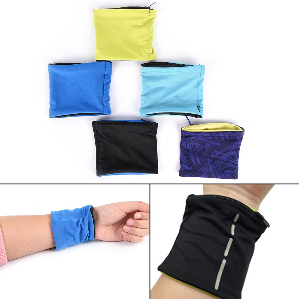 Armbånd volleyball støtte wrap stropper doble lycra fitness sykling sport badminton svettebånd glidelås lomme håndledd