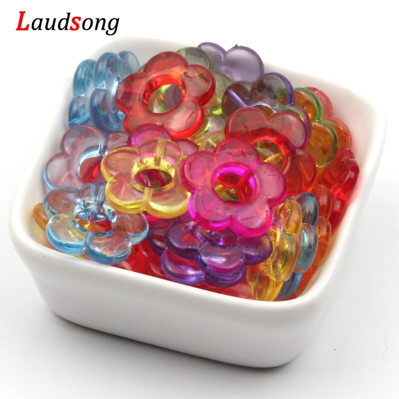 30pcs Multicolor Transparante Kralen Krans Acryl Spacer Kralen 19mm Voor Sieraden Maken Ketting Armband Diy Accessoires