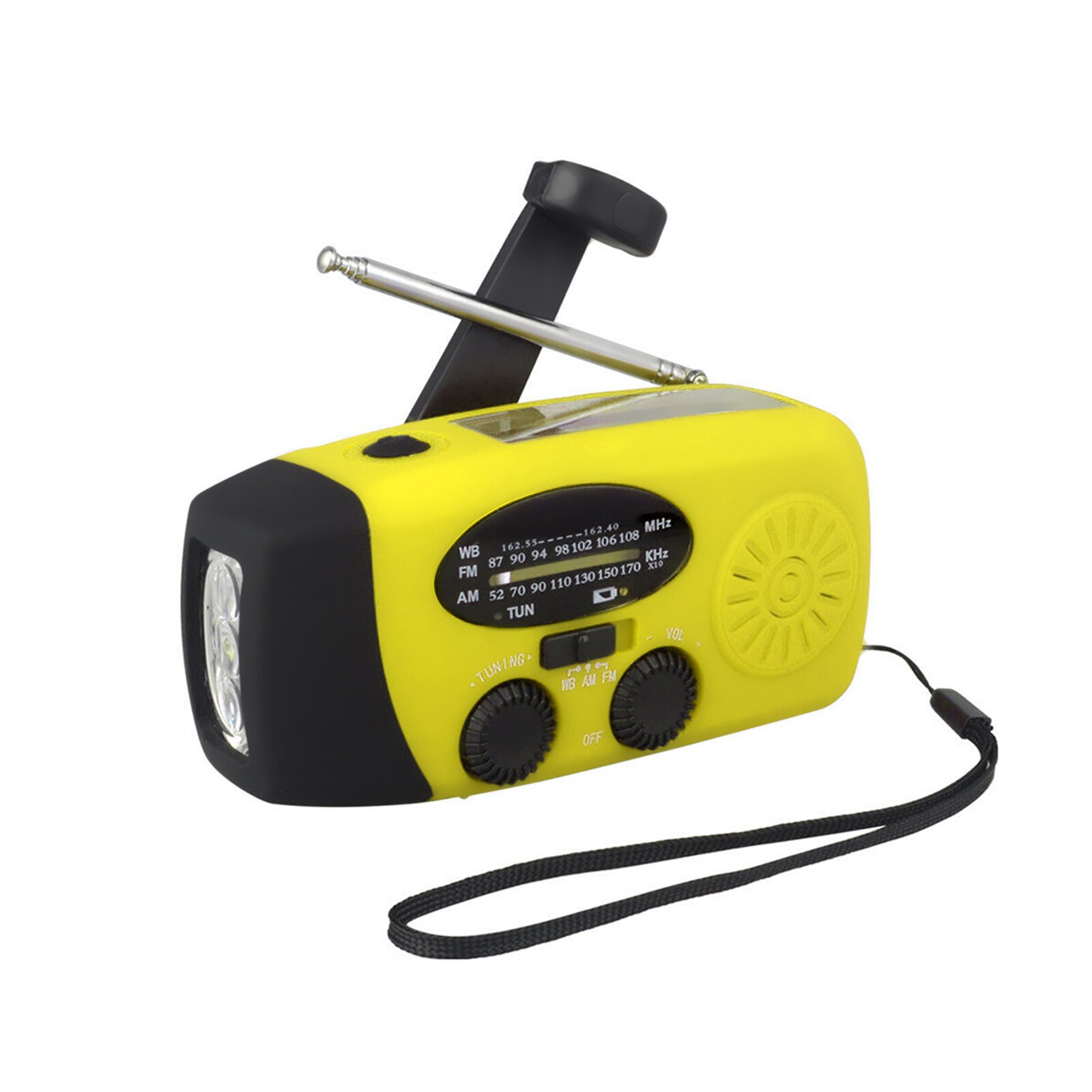 Emergency Radio Hand Crank Solar Weather Radio 1200mAh AM / FM / NOAA Emergency Weather Radio Portable Power Bank Solar Charging: Yellow