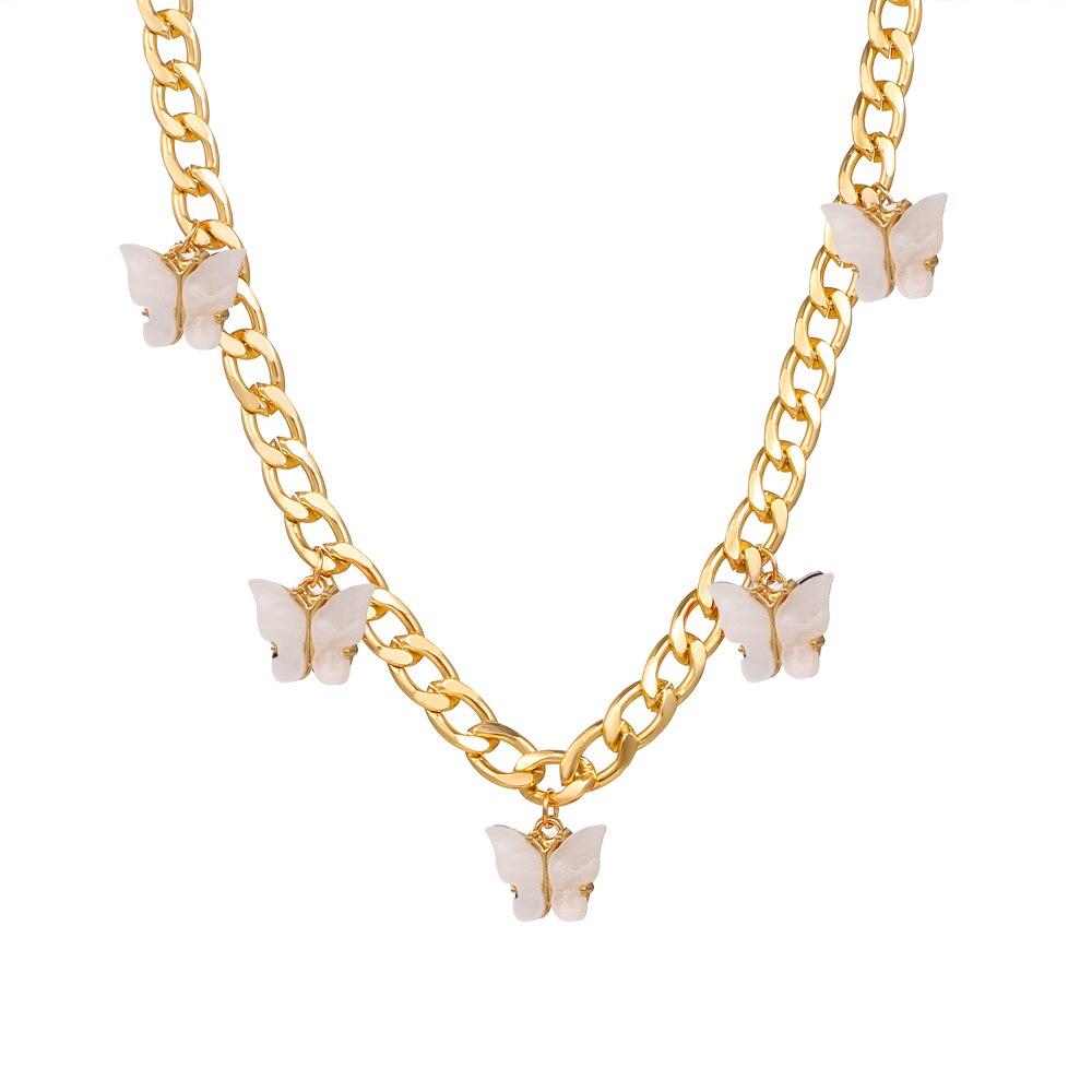 FNIO Butterfly Neck Pendants Women&#39;s Choker Gold Color Necklace On The Neck Chain Chocker Punk Jewelry Kpop Collar For Girl: FN11-1317-07