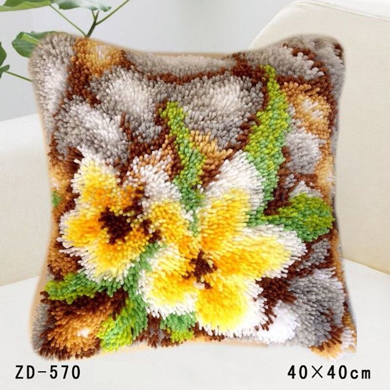 Flowers Grass Coarse Wool Latch Hook Kits DIY Cross Stitch Carpet Embroidery Plant Series Segment Embroidery DIY Rug Hooking Set