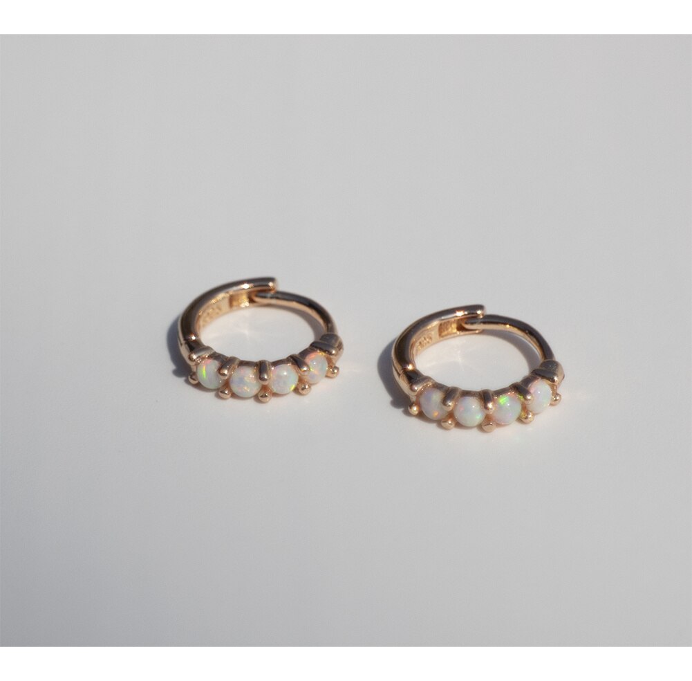 925 sterling sølv ørering mini opal sten øre knogle øre spænde personlighed tendens søde søde kvinder pige øre smykker: 1 par rosaguld 8mm