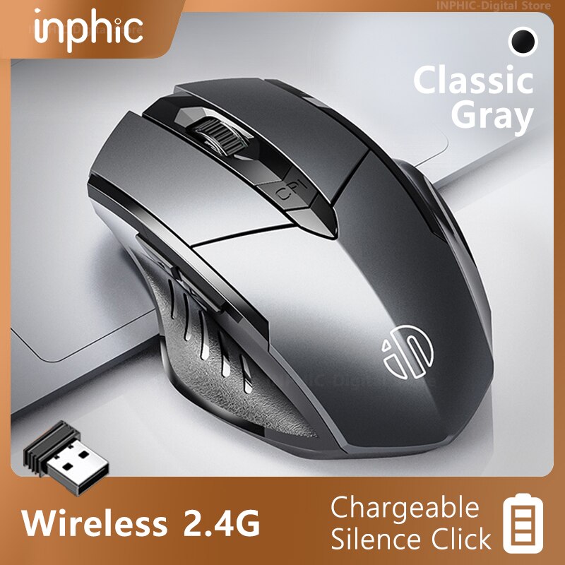 Muis Draadloze 2.4Ghz Ergonomische Muizen Usb-ontvanger Optische Computer Gaming Mouse Voor Laptop Pc: 2.4g Gray