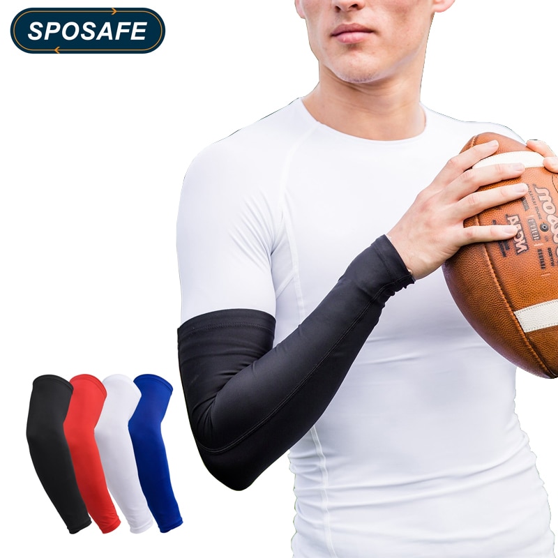 SPOSAFE 1PCS Quick Dry UV Schutz Arm Ärmeln Ellenbogen Basketball Pad Fitness Armschützer Sport Radfahren Arm Wärmer