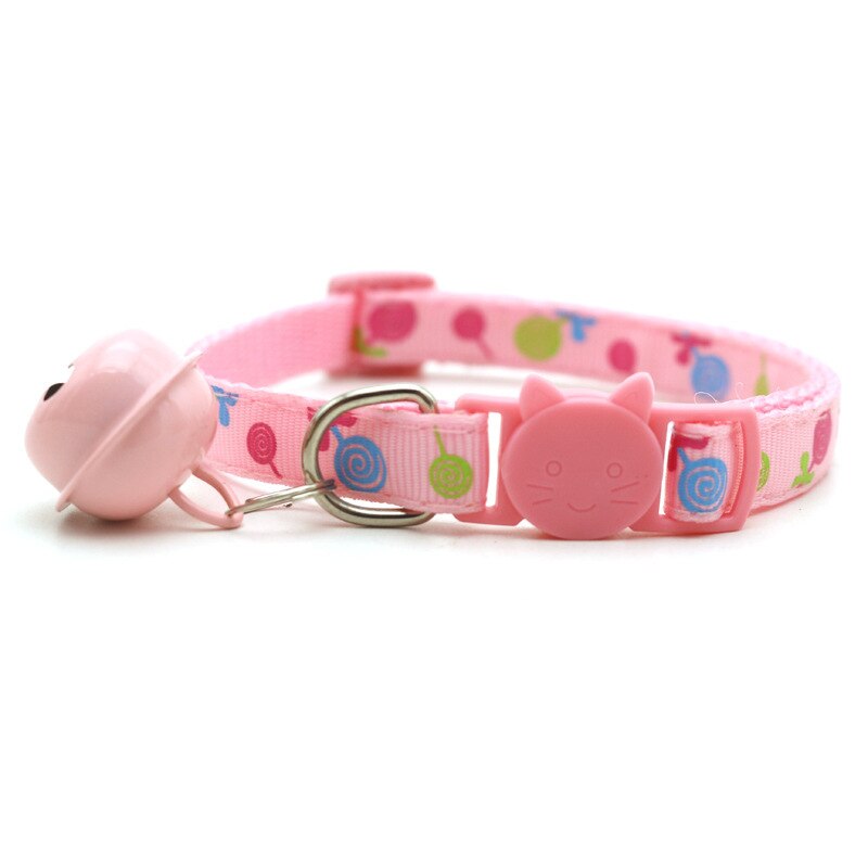 Candy Patroon Kraag Veiligheid Gesp Kraag Kat Puppy Hals Kat Kraag Breakaway Met Bell Veiligheid Verstelbare Kat Halsbanden: pink