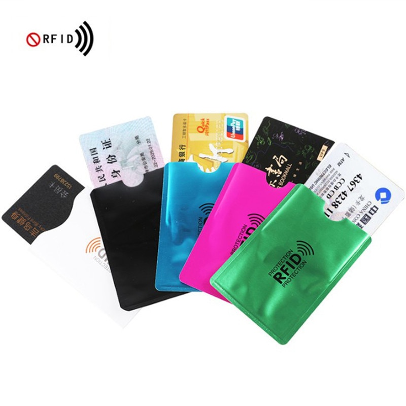5pc/ sæt anti rfid tegnebog blokerende læser lås bankkort indehaver id bankkort sag beskyttelse metal kredit nfc holder aluminium