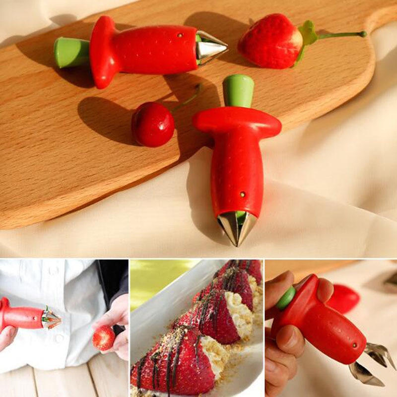 Rode Aardbei Slicer Cutter Fruit Pedicle Tomaat Aardbei Corer Huller Leaf Stem Remover Keuken Fruit Tool Clear Core