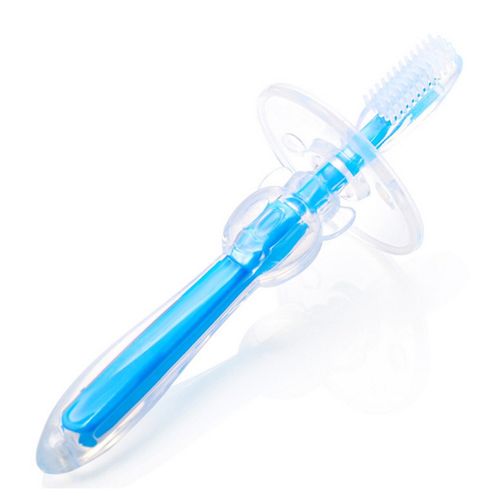 Cepillos dentales de entrenamiento de silicona suave para chico, cepillo Dental para cuidado bucal, cepillo Dental para bebé, cepillo de dientes infantil, artículos para bebés: blue