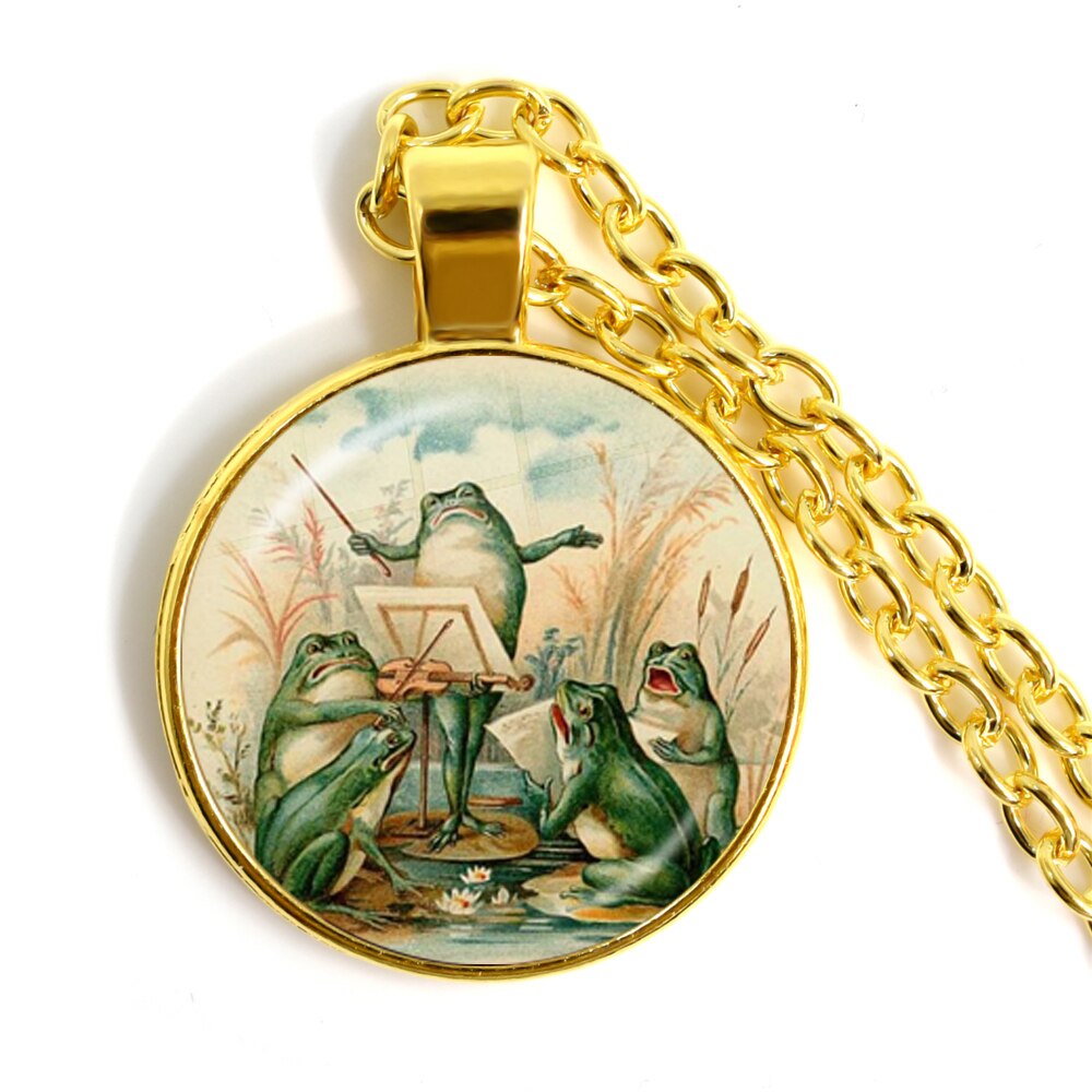 Nouvelle chaîne artisanale Vintage grenouille fée pendentif collier verre Cabochon femmes charme bijoux colares e correntes feminino