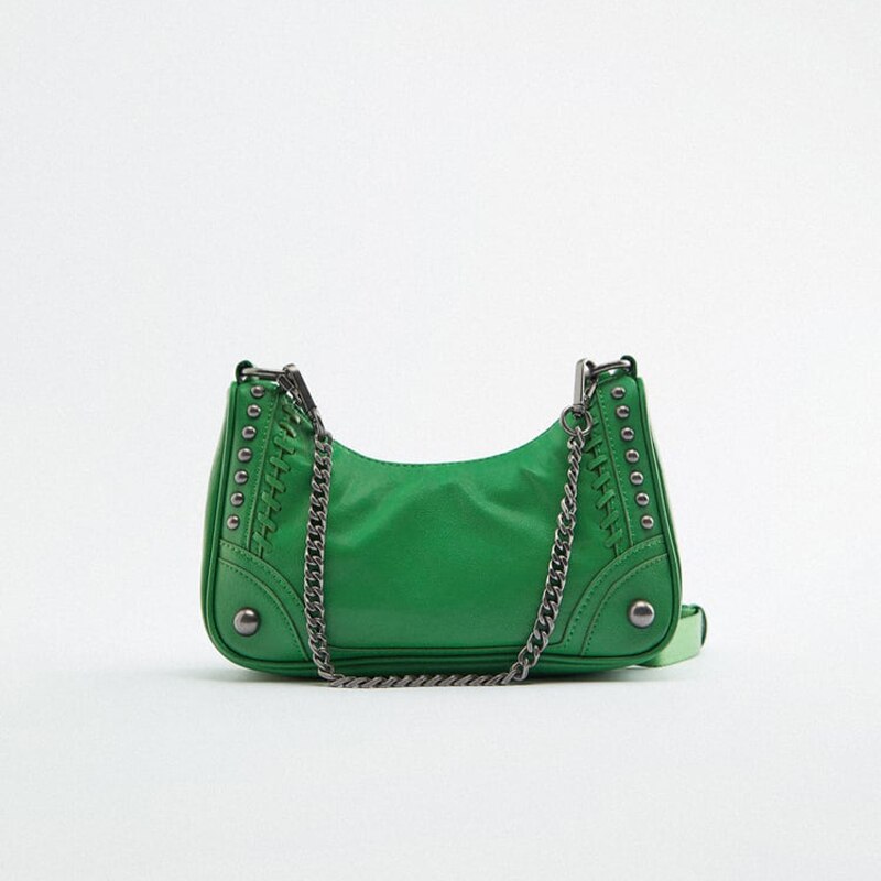 Mabula Mode Moto Biker Cool Hobo Crossbody Tassen Klinknagel Zwarte Vrouwen Schoudertas Met Ketting Vrouwelijke Retro Rock Stijl Portemonnees