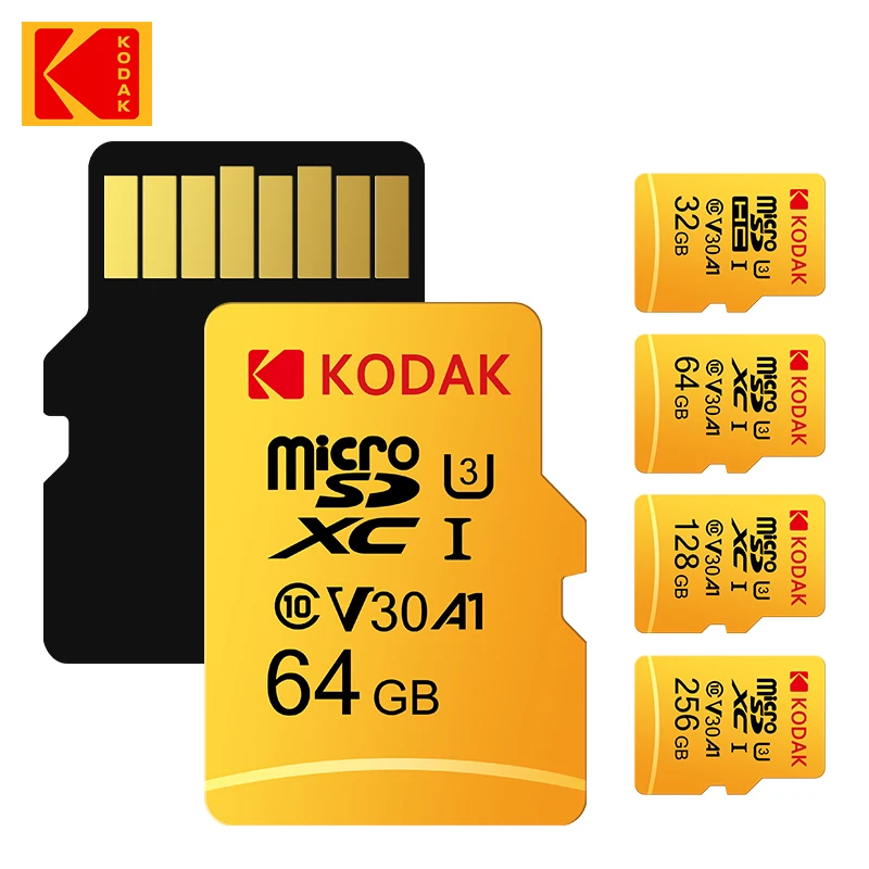 Original KODAK MicroSD Card C10 Memory Card 32GB 64GB Class10 Memori TF Micro SD SDXC 128GB 256GB 512GB A1 U3 V30 4K For Camera