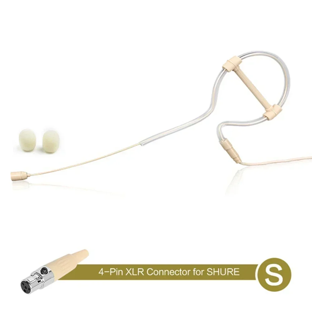 3.5mm Beige Single Earhook Headset Headworn Microphone 3 Pin 4 Pin XLR For Wireless Microphone Headset With Microphone Cover: Khaki
