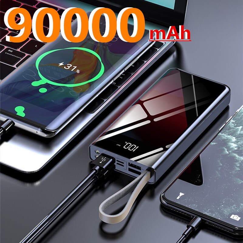 90000Mah 10000Mah Usb Snelle Power Bank Draagbare Opladen Mobiele Telefoon Externe Batterij Oplader Power Bank Voor Xiaomi Mi 8 Iphone