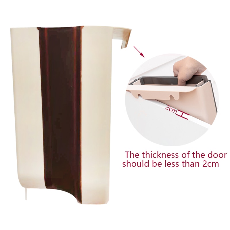 Folding Waste Bins 9L Wall Mounted Kitchen Garbage Can Hangable Kitchen Door Back Cabinet Trash Can Car Waste Storage Bucket