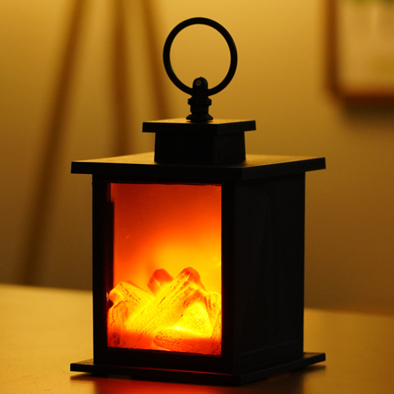 Luz LED para chimenea con temporizador, linterna de llama de fuego de madera realista, lámpara de mesa estilo carbón, para , , Camping, decoración del hogar