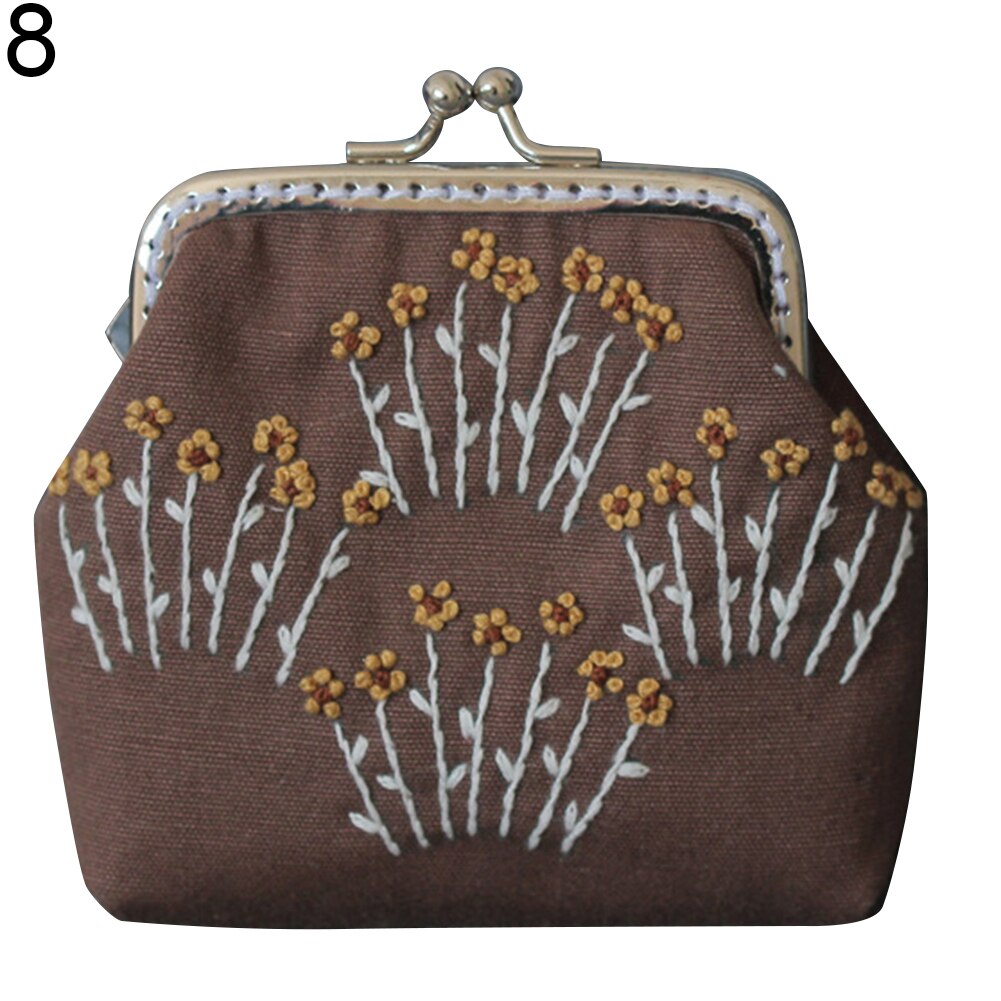 Monedero con bordado de flores para manualidades, monedero de punto de cruz con bordado, materiales de estilo chino, monedero pequeño Vintage para mujer: 8