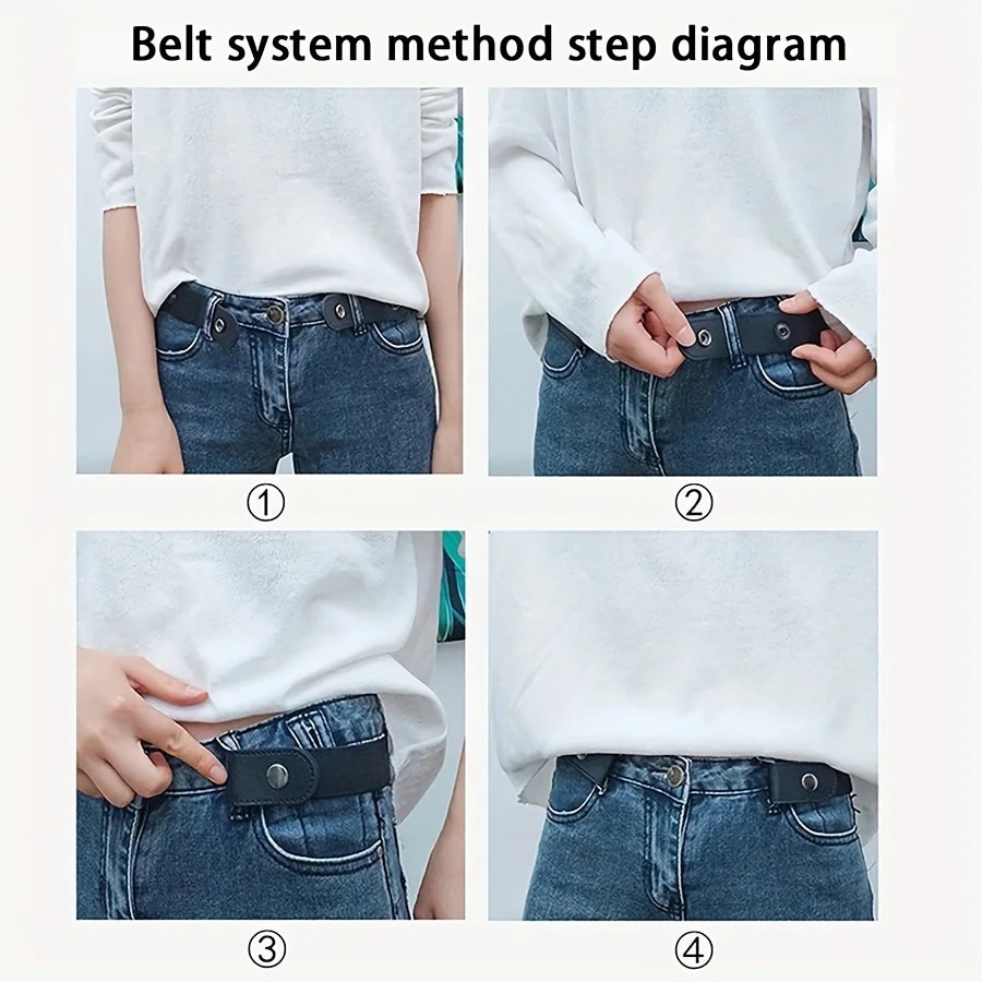2pcs Adjustable Stretch Elastic Waist Band Invisible Belt Buckle-Free Belts for Women Men Jean Pants Dress No Buckle Easy ToWear