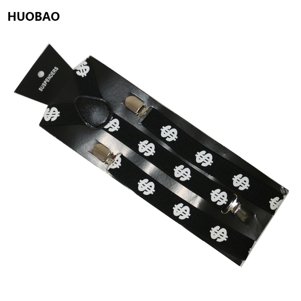 Adjustable Clip On Dollar Sign Print Suspenders And Braces For Women