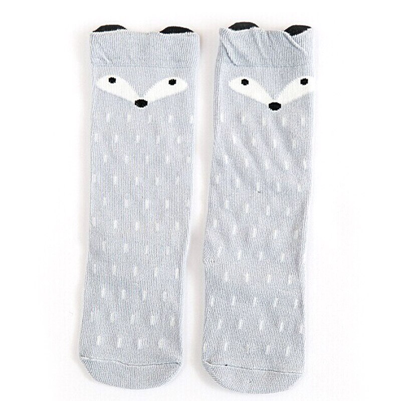 Neugeborenen Kleinkind Knie Hohe Socken Baby Jungen Bebe Mädchen Fuchs Socken Soft Cat Beinlinge Für Infant Anti-slip baumwolle Cartoon Tier: grey / 1-3 years old