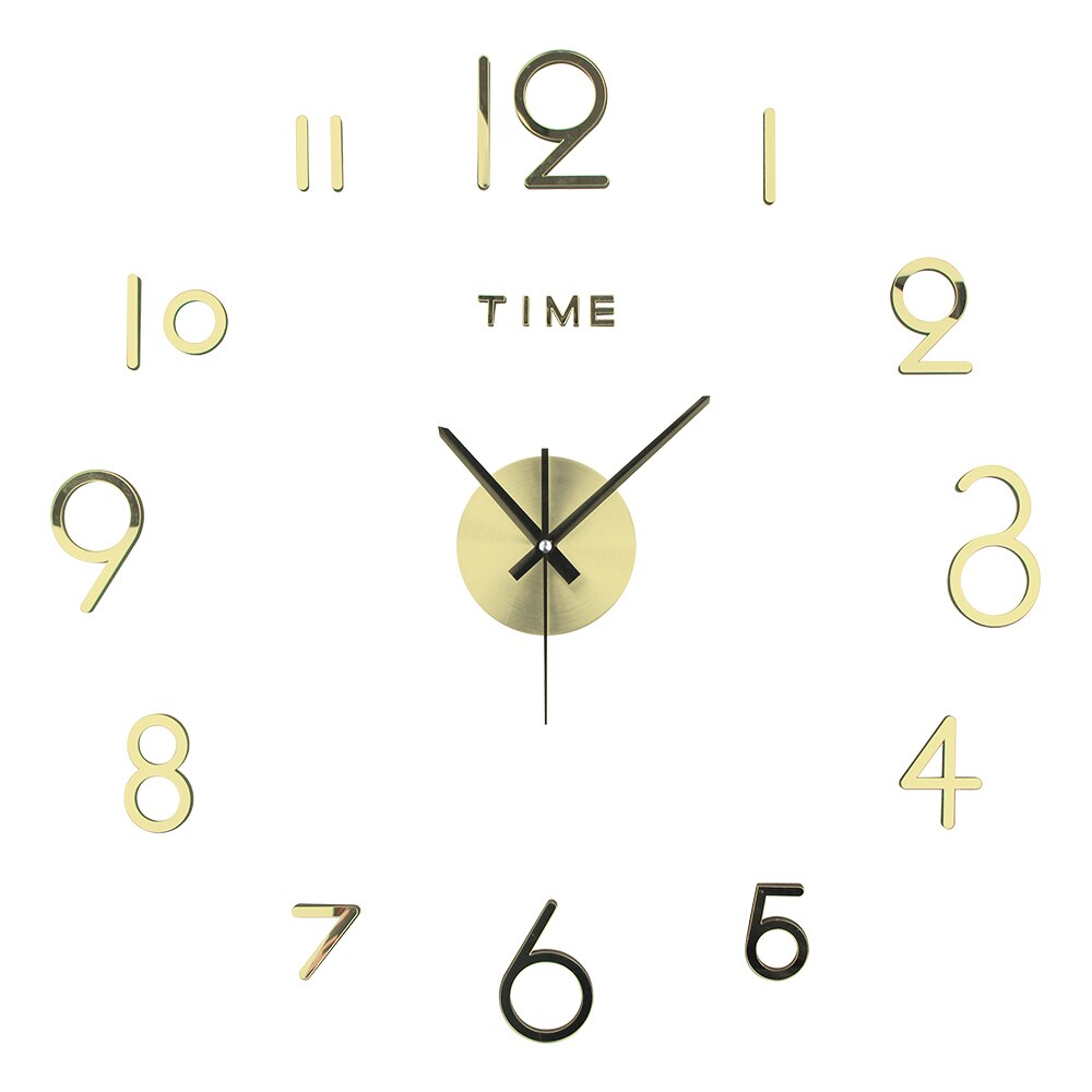3D Wall Clock DIY Quartz Mirror Wall Sticker Clock Modern Luxury Home Decor Large Clock Hands Horloge: Gold / 47 Inch